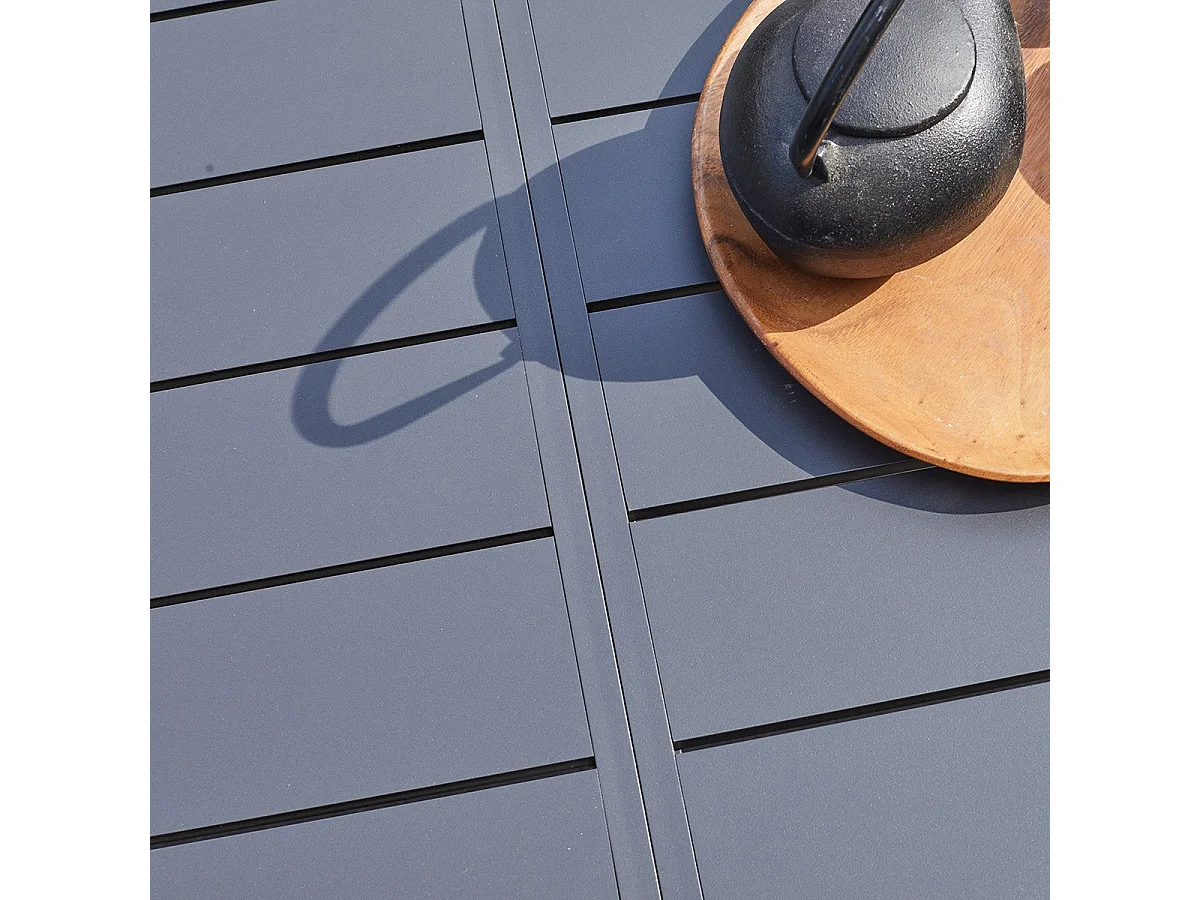 Table de jardin en aluminium extensible gris 6/10 places