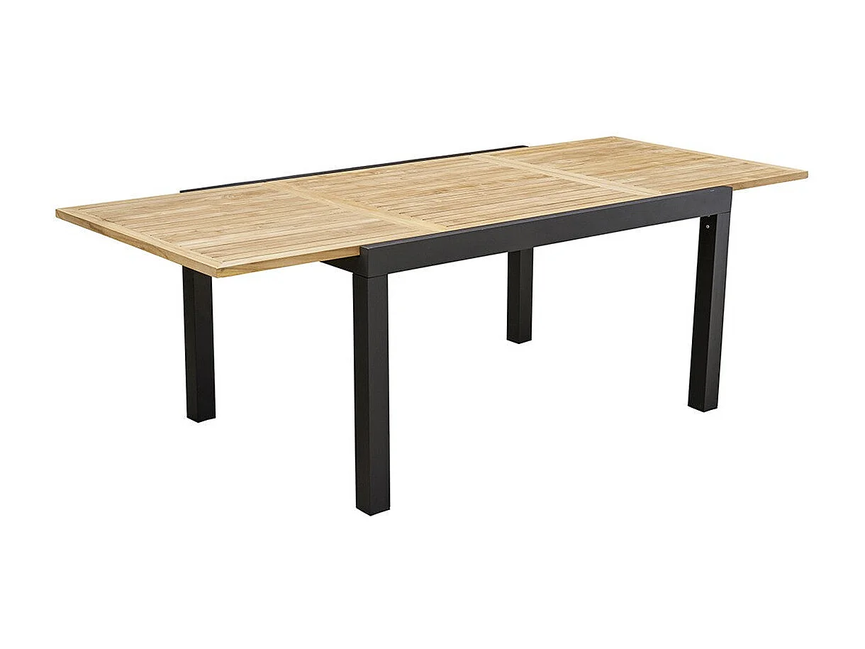 Table de jardin extensible en aluminium et teck 6/10 places