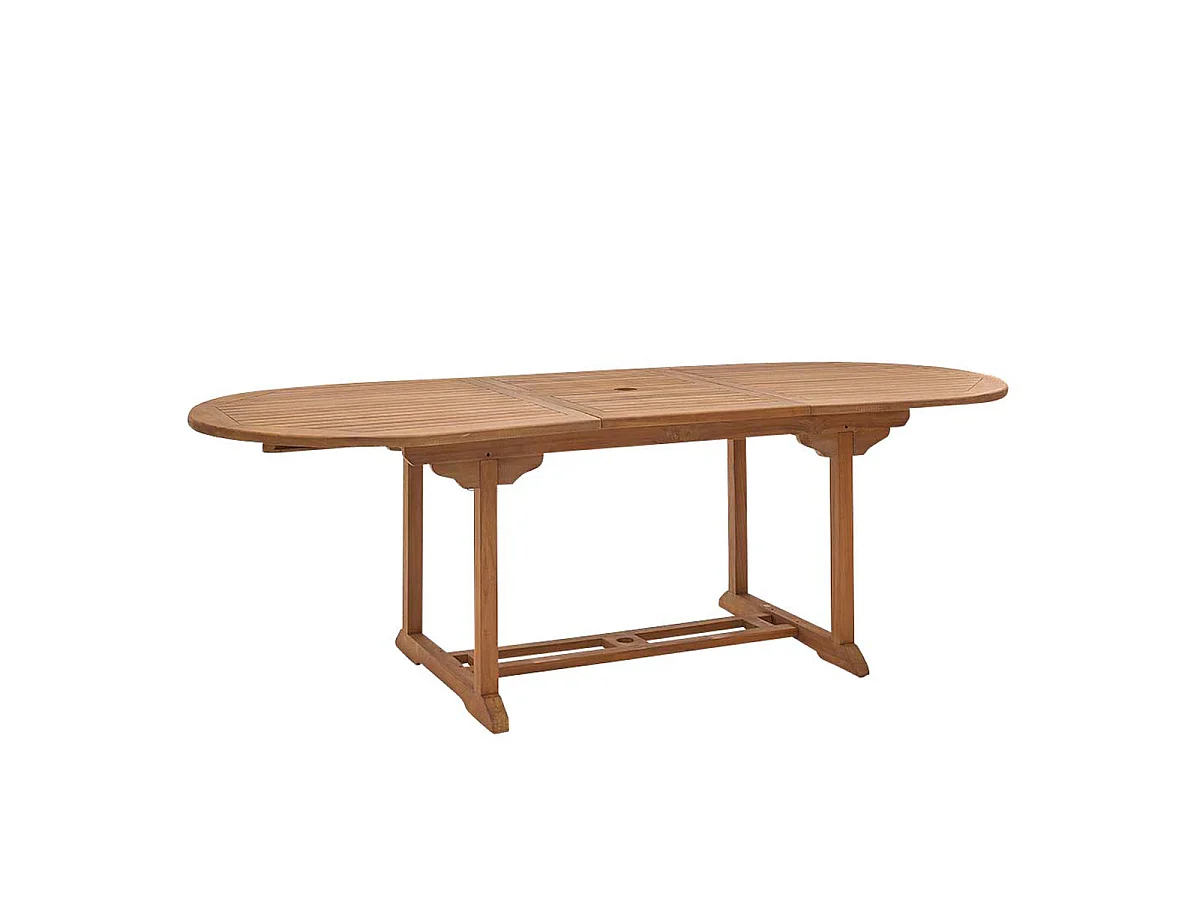 Mesa de exterior extensible de teca maciza aceitada para 8/10 pers.