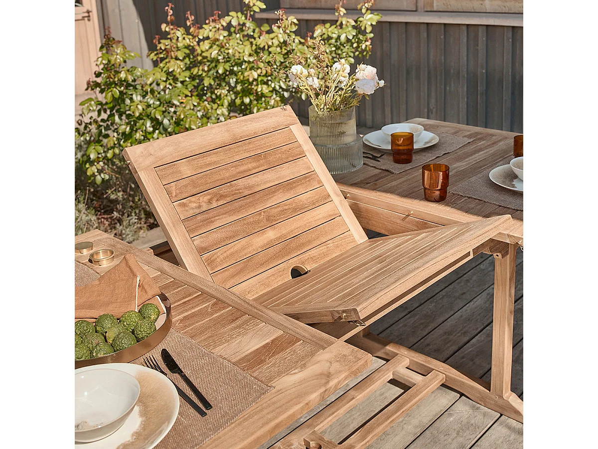 Table de jardin en teck massif extensible 8/10 places