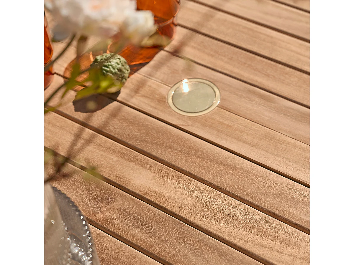 Mesa de exterior extensible de teca maciza para 8/10 pers.