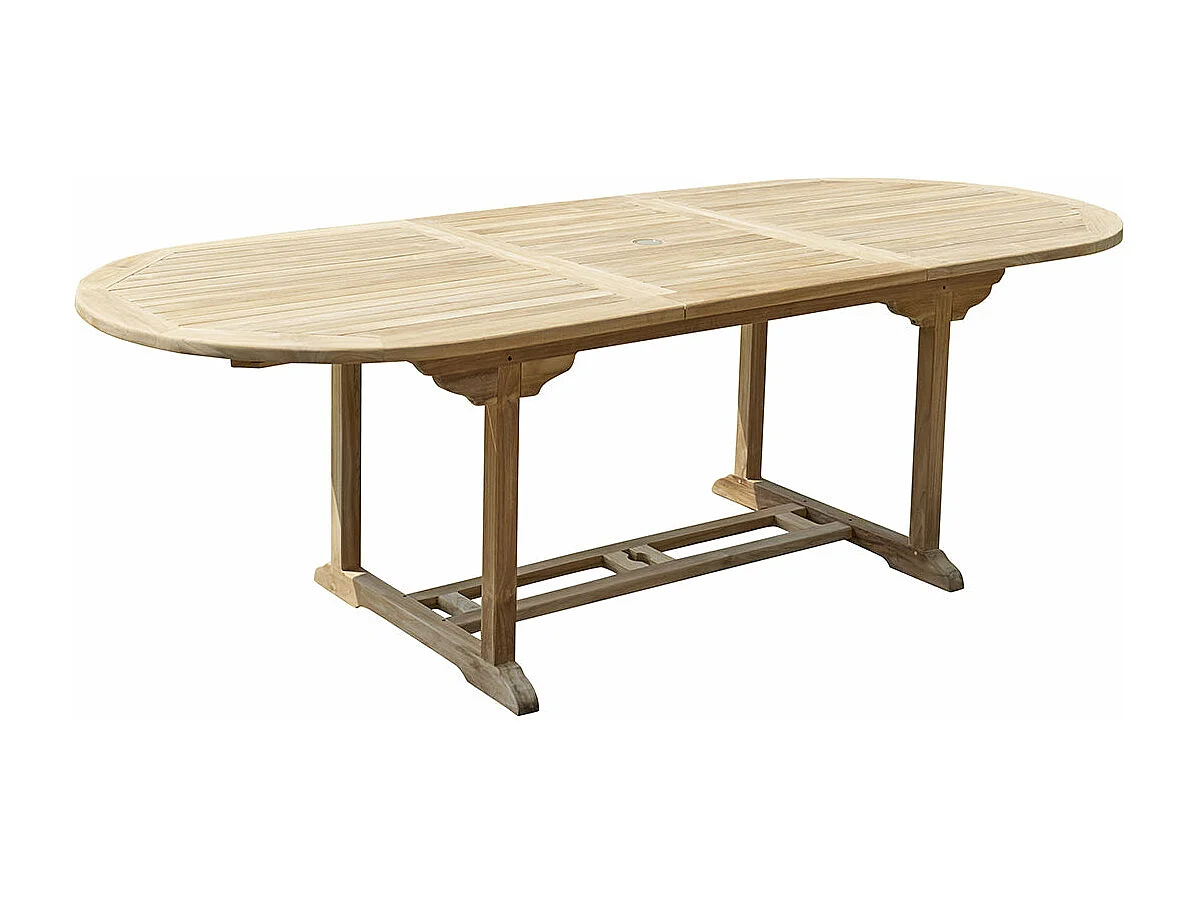 Mesa de jardín extensible ovalada de madera de teca maciza 8/10 pers.