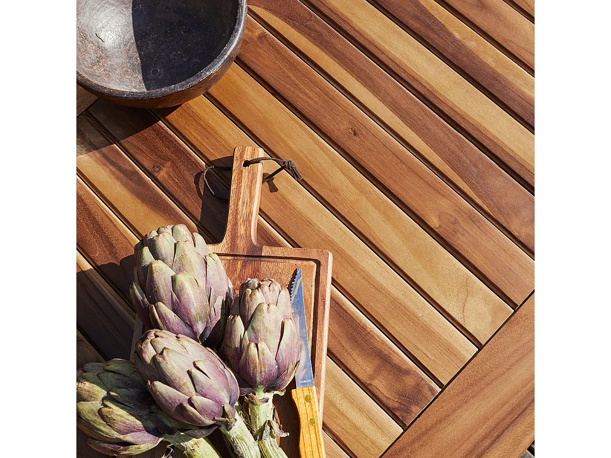 Mesa de jardín extensible y ovalada de madera teca maciza aceitada 6/8 pers.