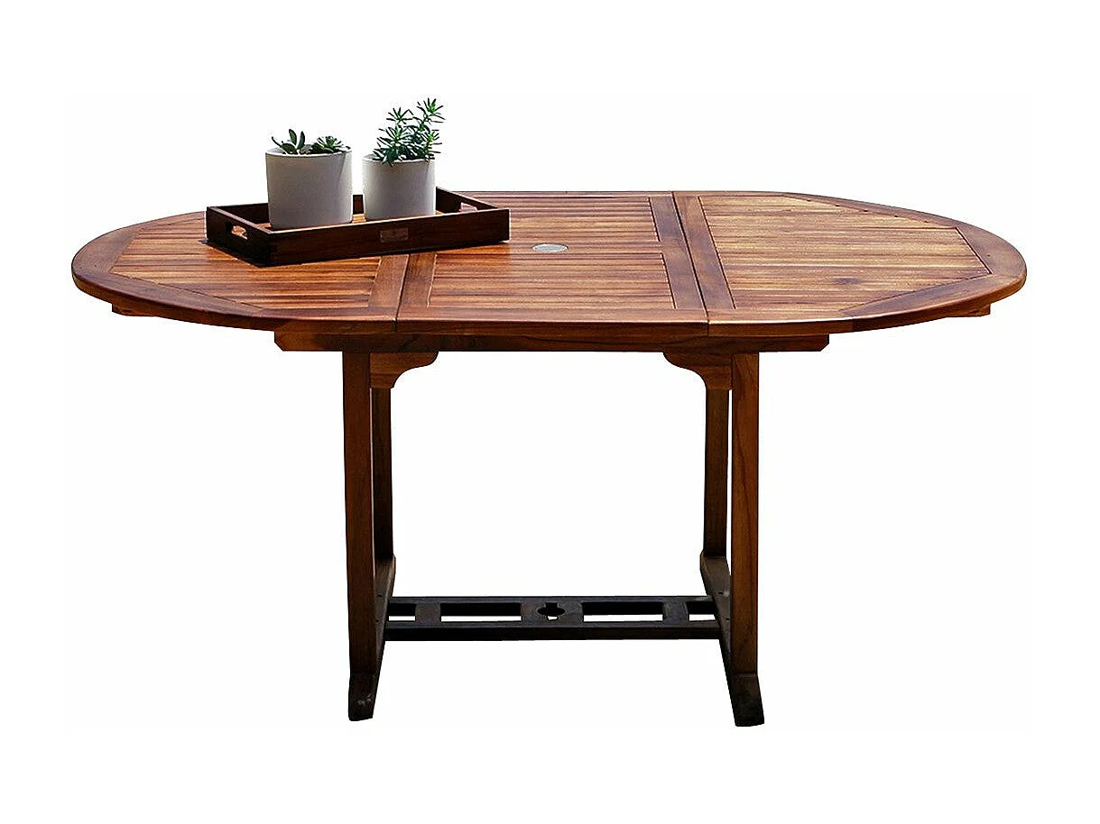 Mesa de jardín extensible y ovalada de madera teca maciza aceitada 6/8 pers.