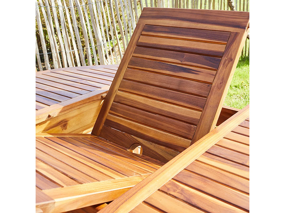 Mesa de exterior ovalada extensible de teca maciza para 6/8 pers.