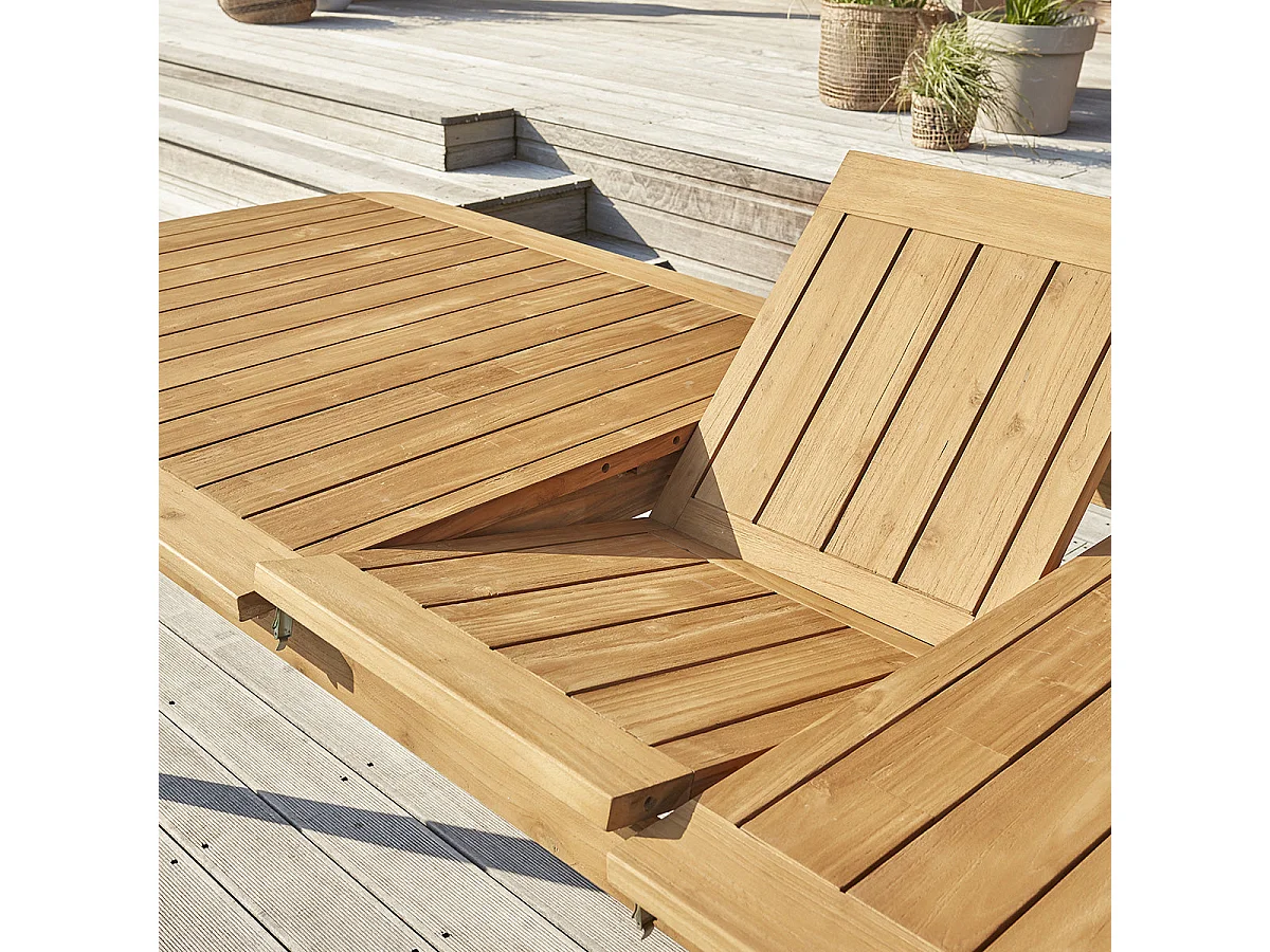 Tavolo da giardino allungabile in legno di teak riciclato con prolunga