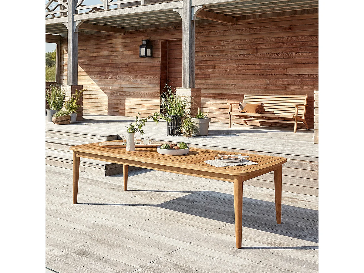 Mesa de jardín extensible de madera teca maciza reciclada 10/12 pers.