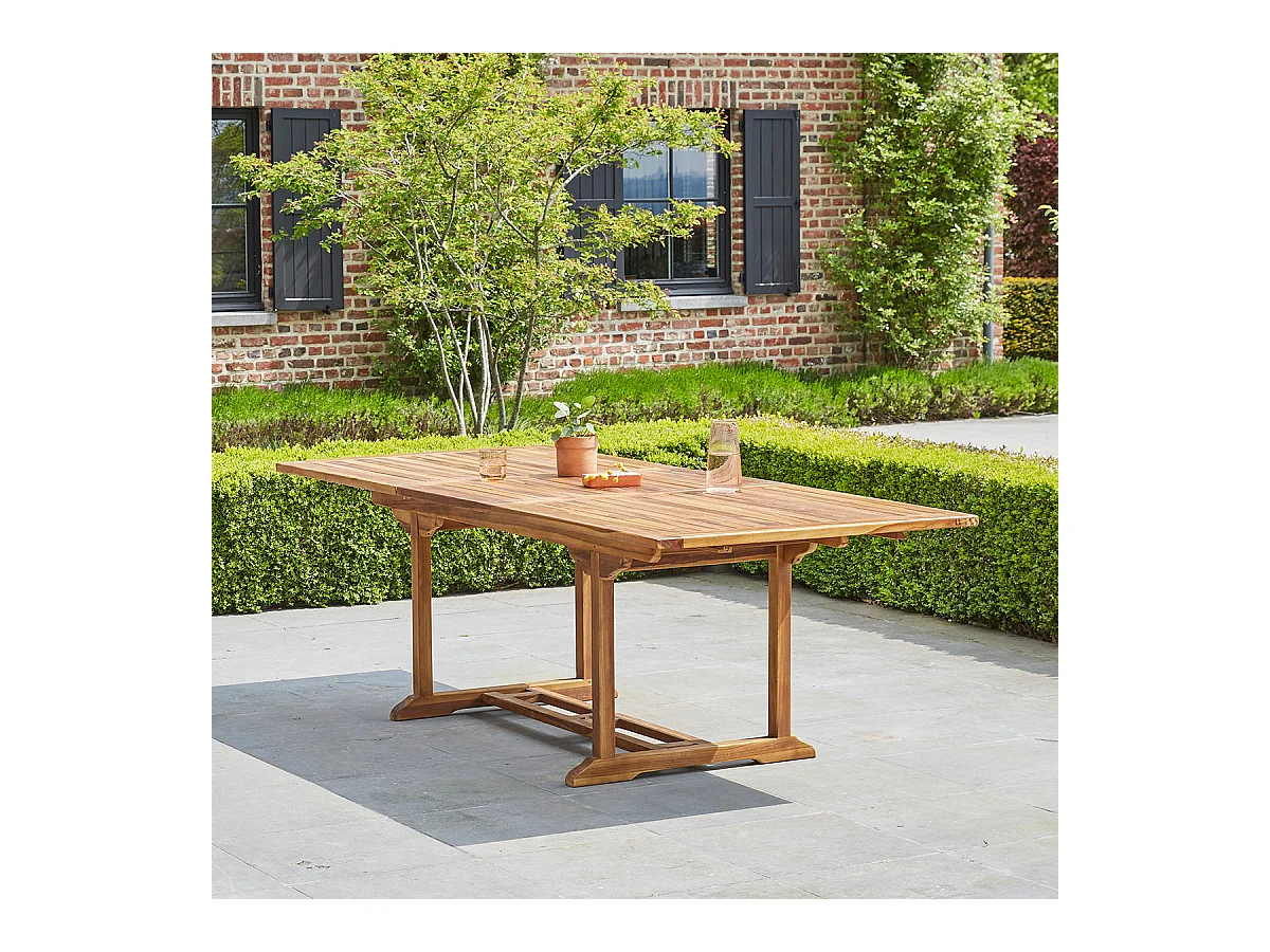 Table de jardin en teck huilé massif extensible 8/10 places