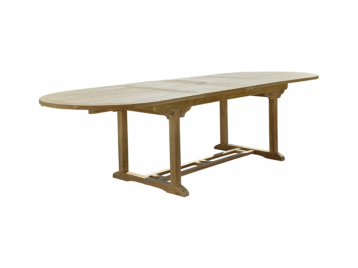 Table de jardin en teck massif extensible ovale 10/12 places