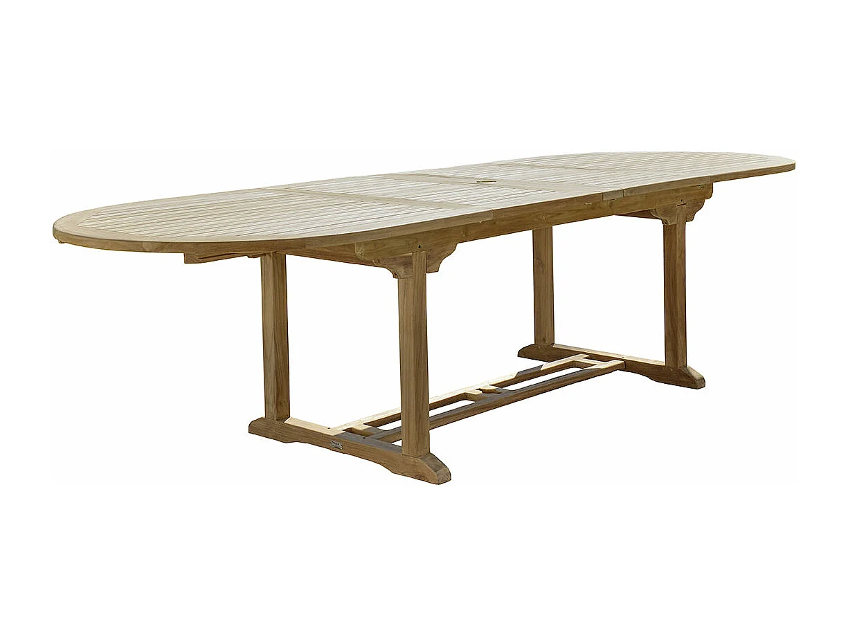 Table de jardin en teck massif extensible ovale 10/12 places