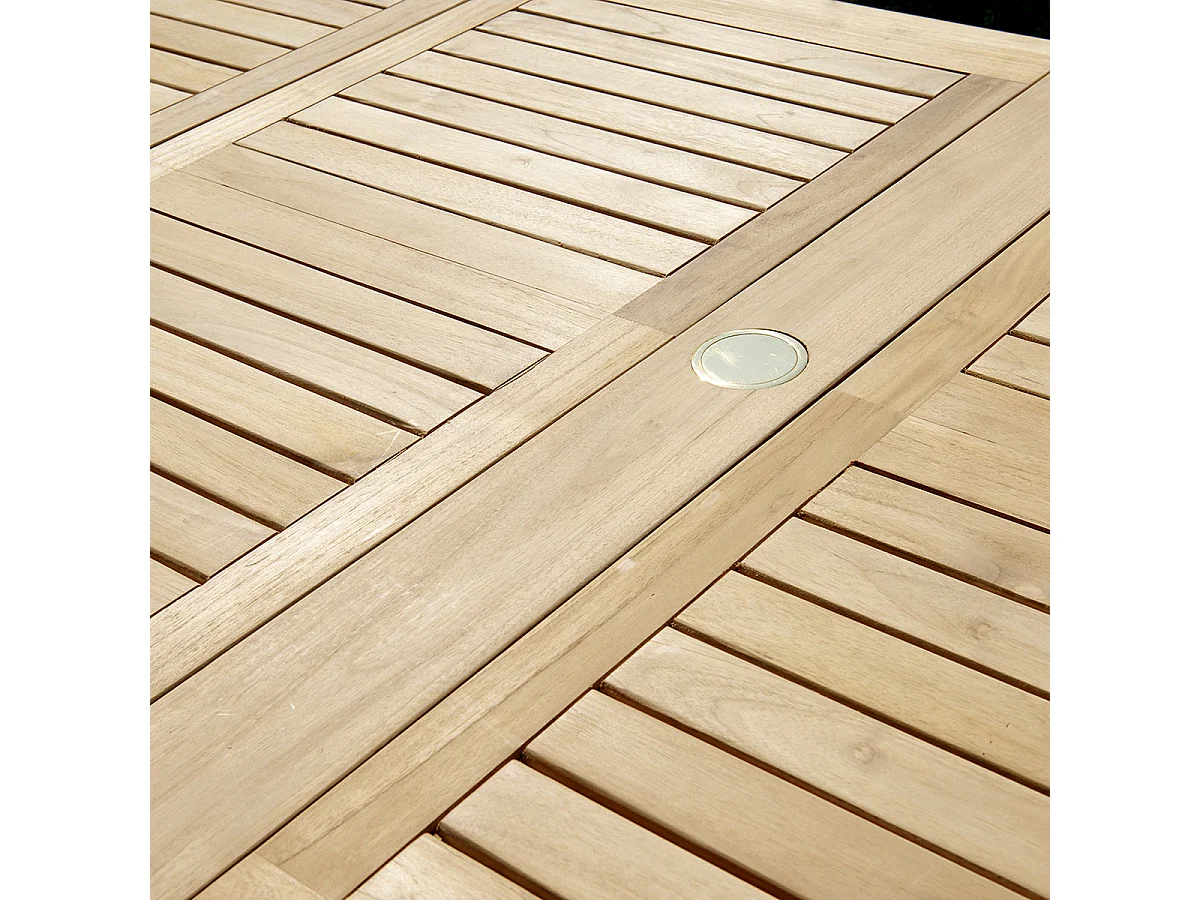 Table de jardin en teck massif extensible ovale 10/12 places