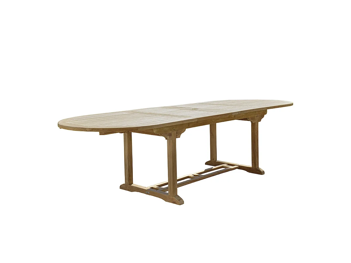 Table de jardin en teck massif extensible ovale 10/12 places