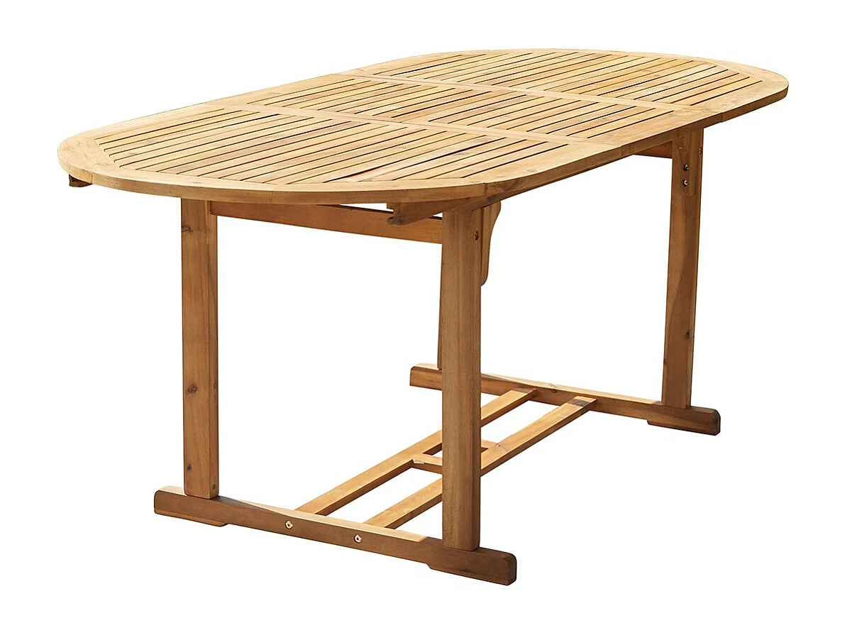 Mesa de jardín extensible ovalada de madera de acacia maciza 6/8 pers.