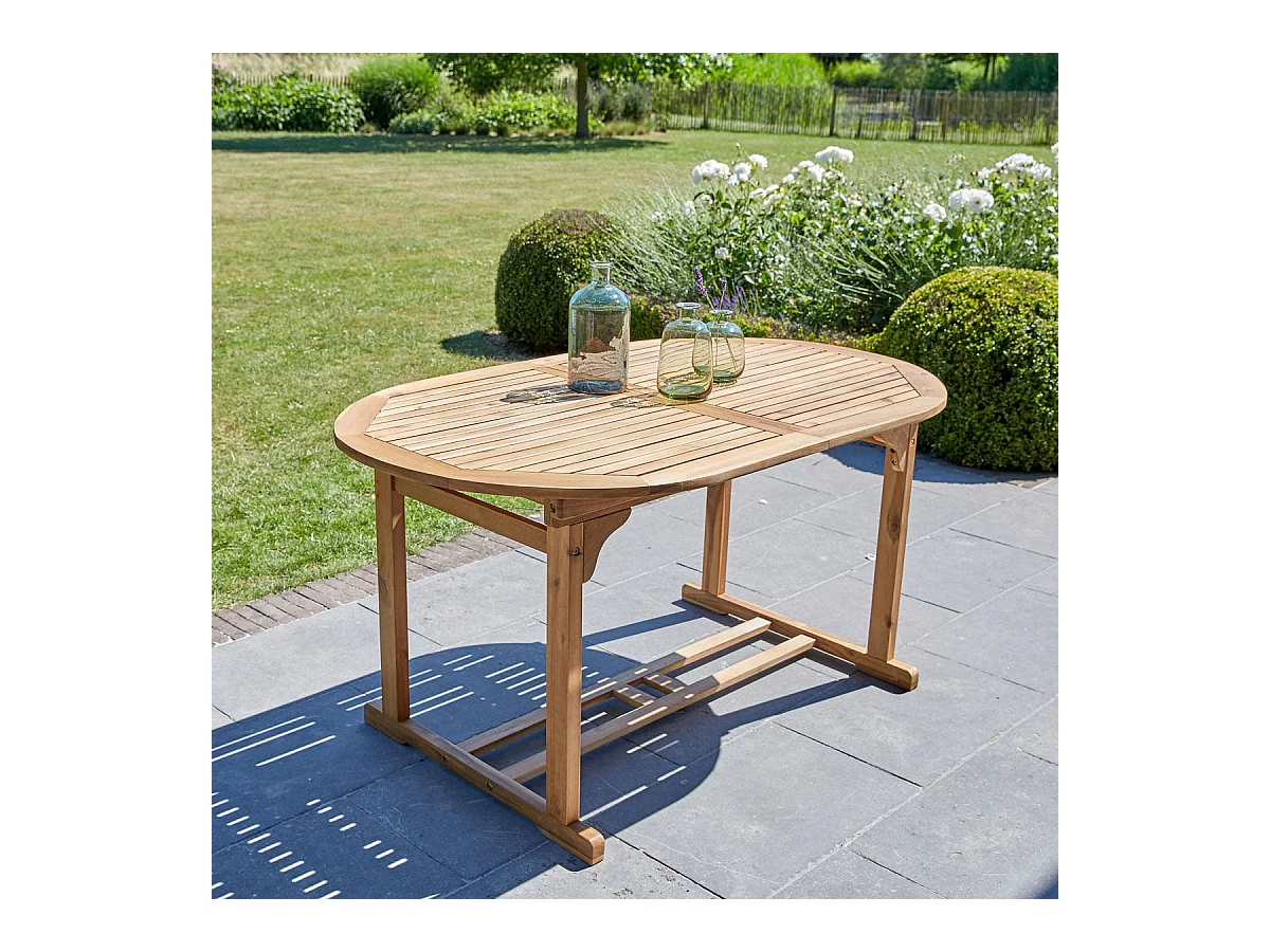 Table de jardin en acacia massif extensible ovale 6/8 places