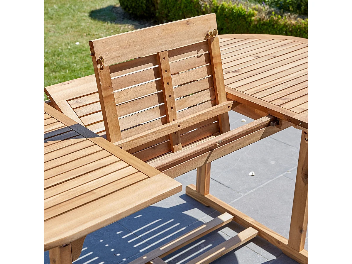 Table de jardin en acacia massif extensible ovale 6/8 places