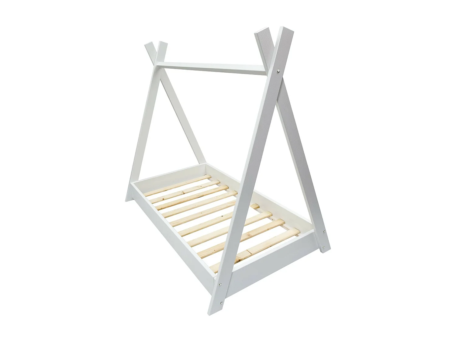 Lit pour enfant Maison 2-en-1 Tente Cabane en Bois Naturel (160x80 cm) Avec matelas eco : Aventures Ludiques et Repos Douillet - Blanc