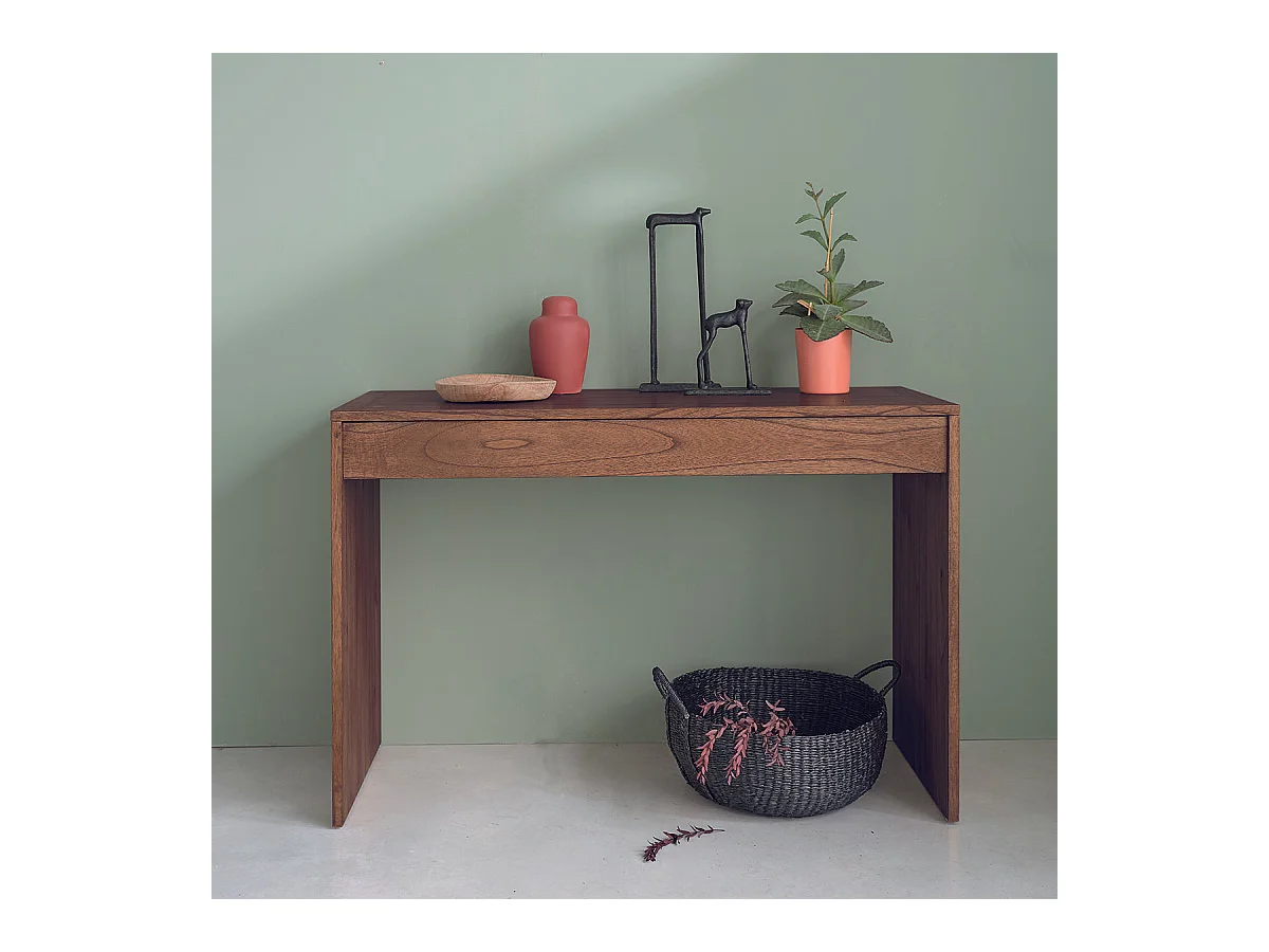 Console en mindi massif finition noyer 120 cm