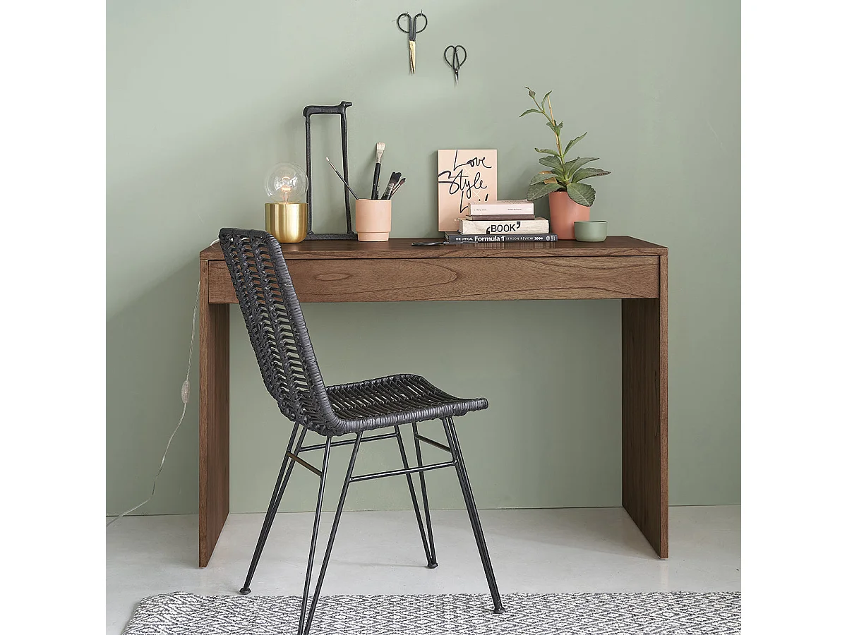 Console en bois massif 120 cm 1 tiroir