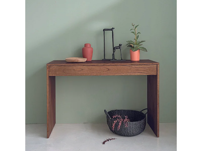 Console en mindi massif finition noyer 120 cm