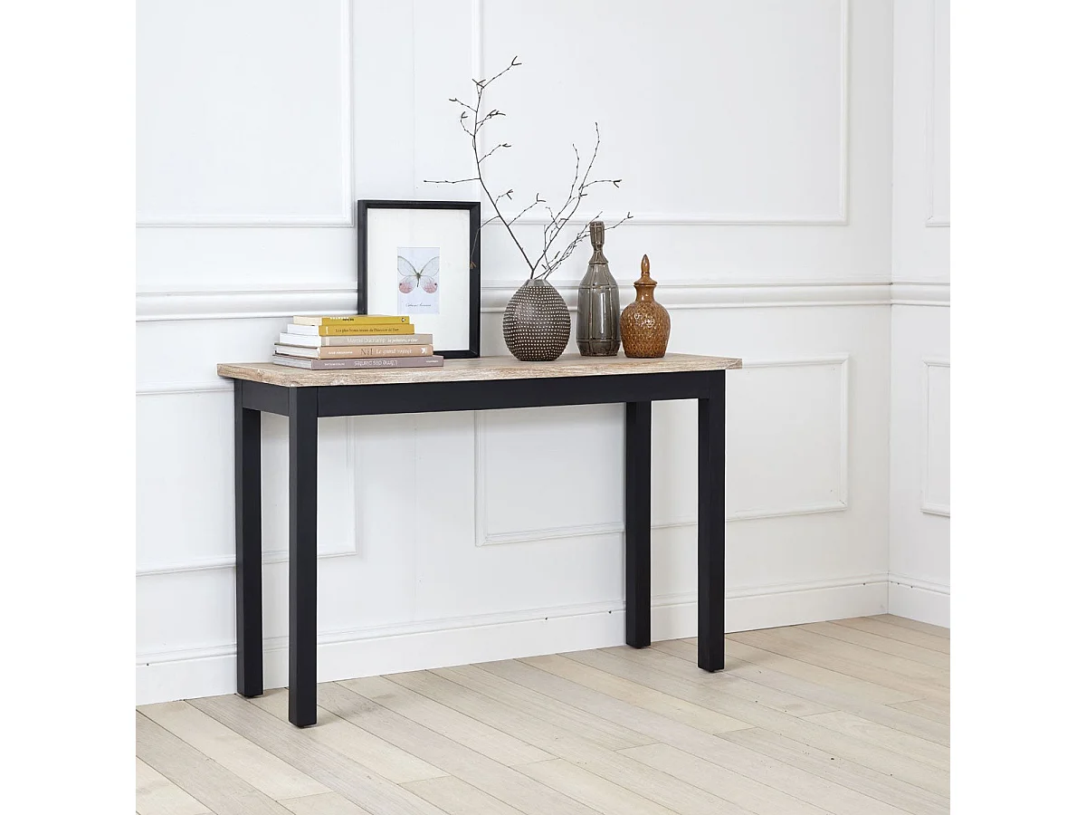 Console en acajou massif et teck 120 cm