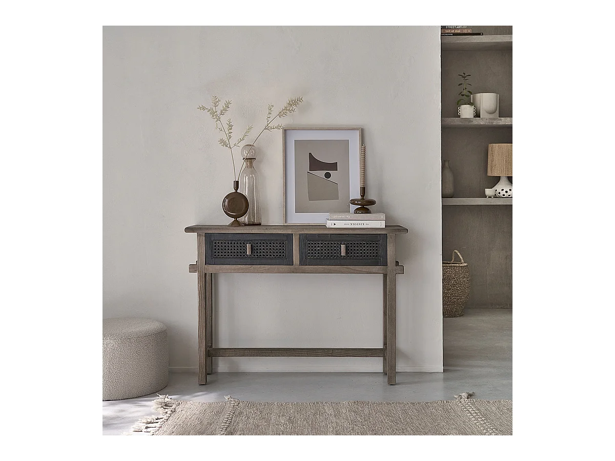 Consola de madera de pino maciza reciclada