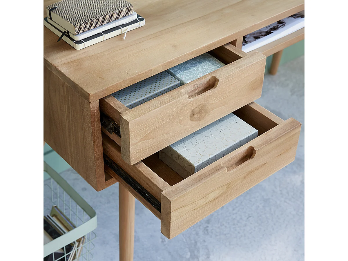 Bureau en bois teck massif 130 cm