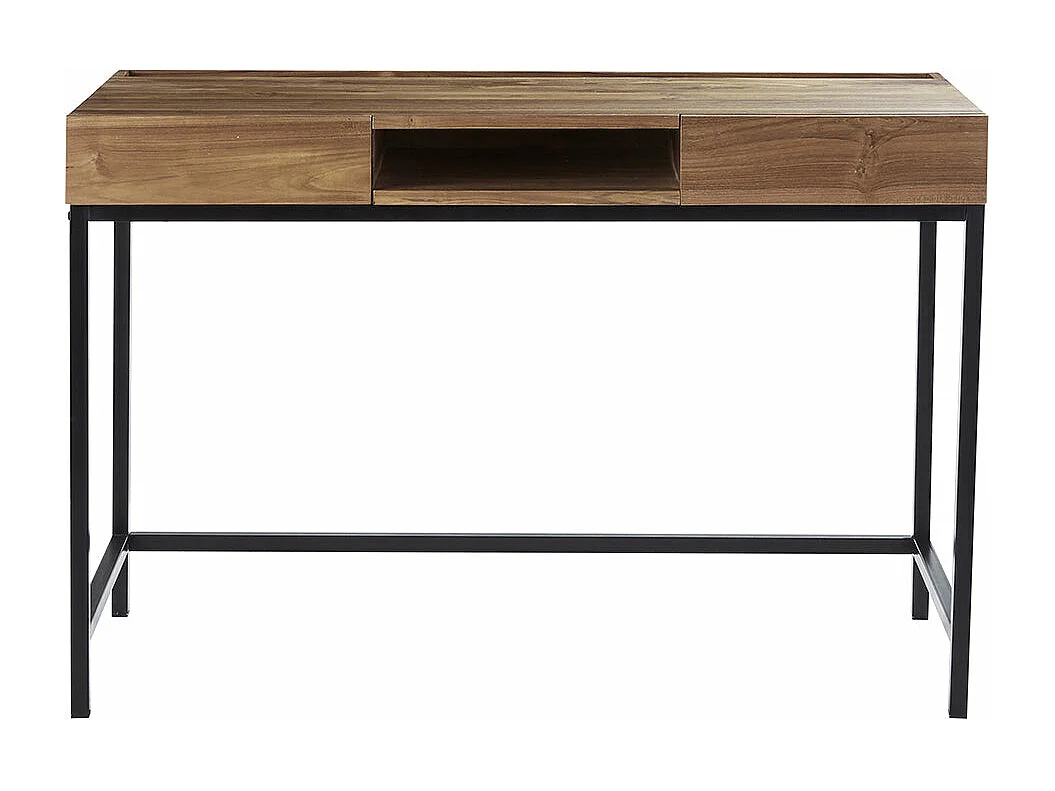 Bureau en teck massif et métal 120 cm