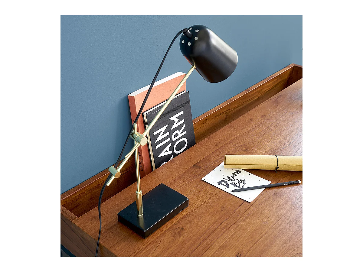 Bureau en teck massif et métal 120 cm