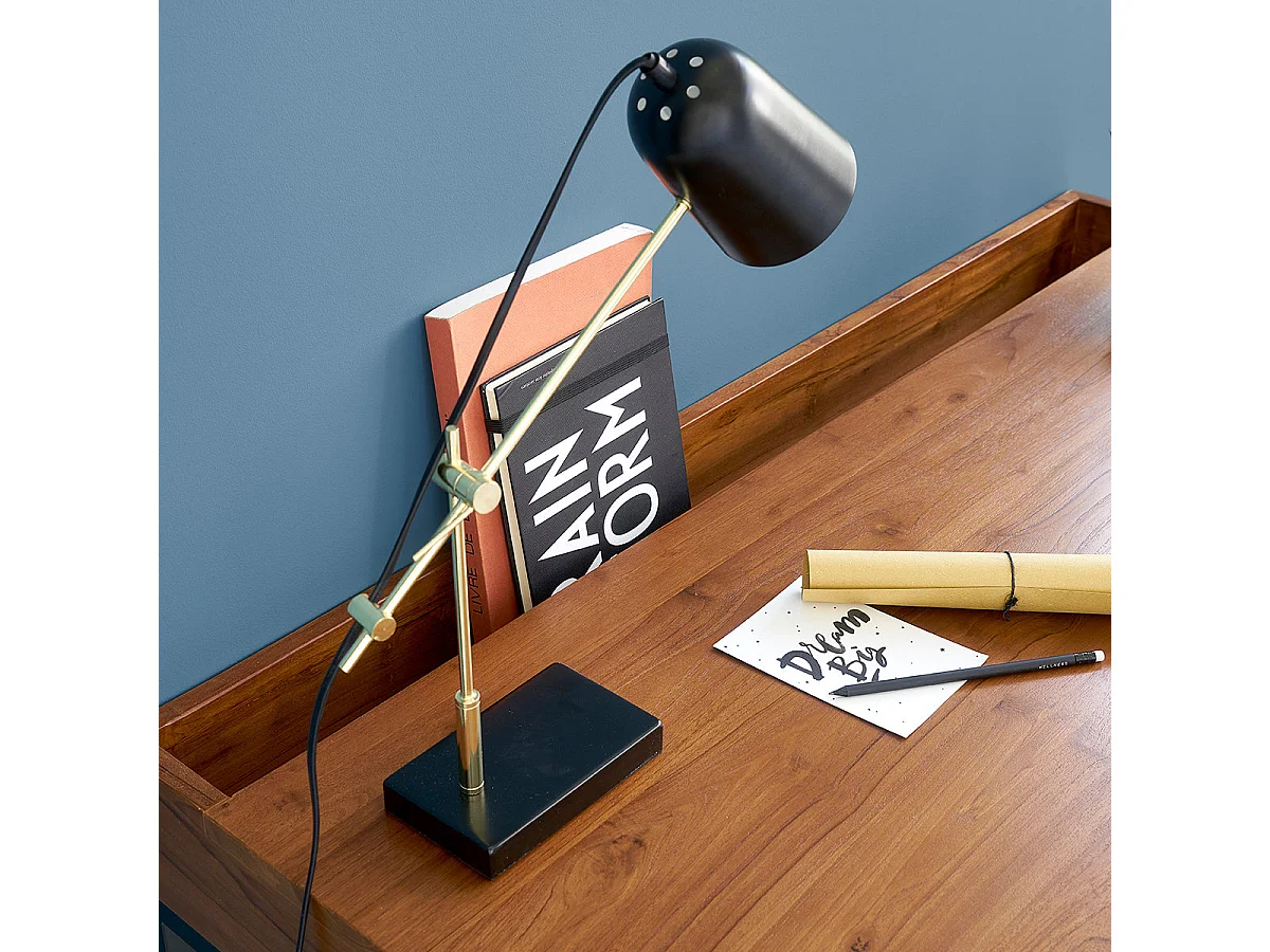 Bureau en teck massif et métal 120 cm