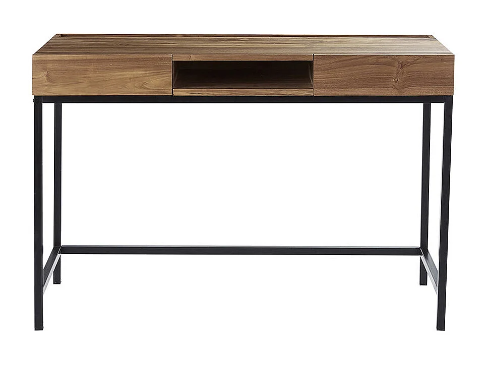 Bureau en bois de teck et métal 120 cm