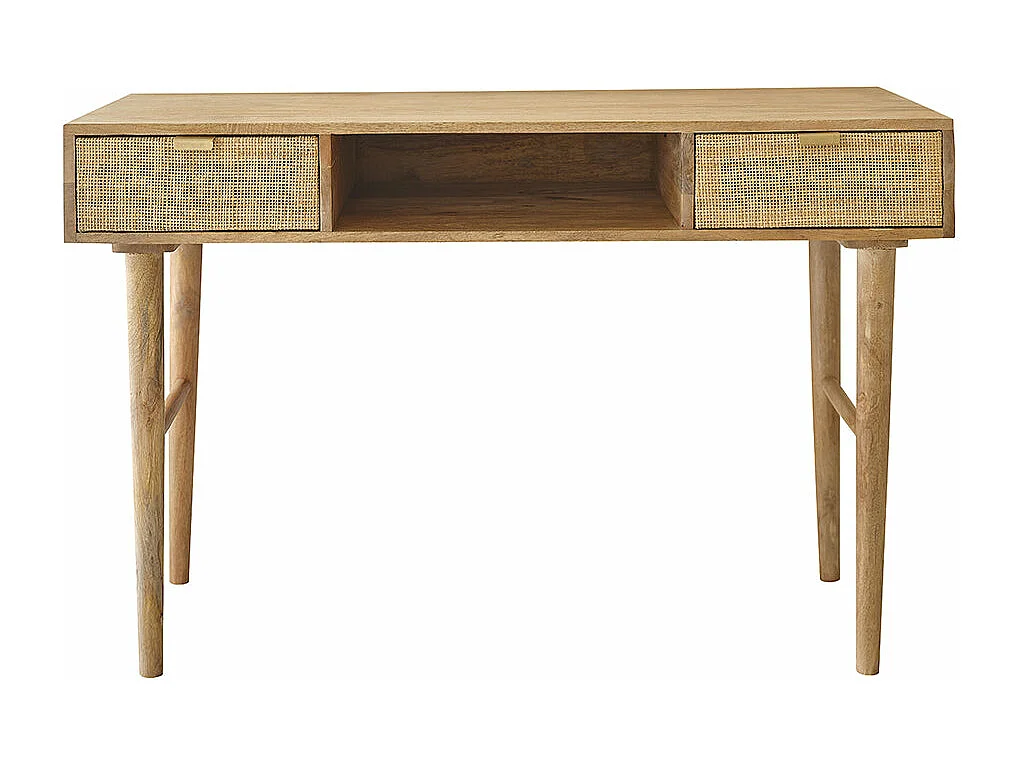 Scrivania in mango massello e vimini