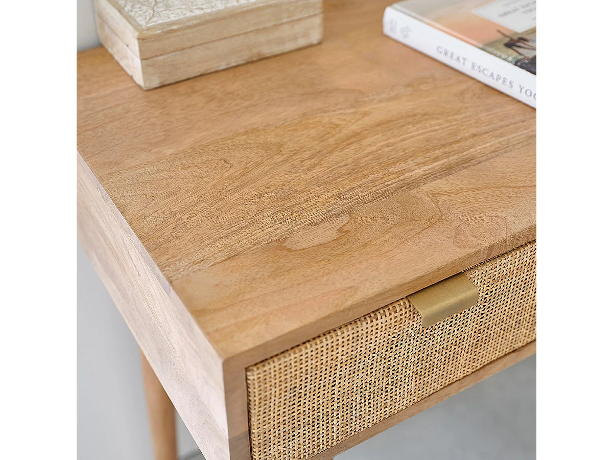 Scrivania in mango massello e vimini