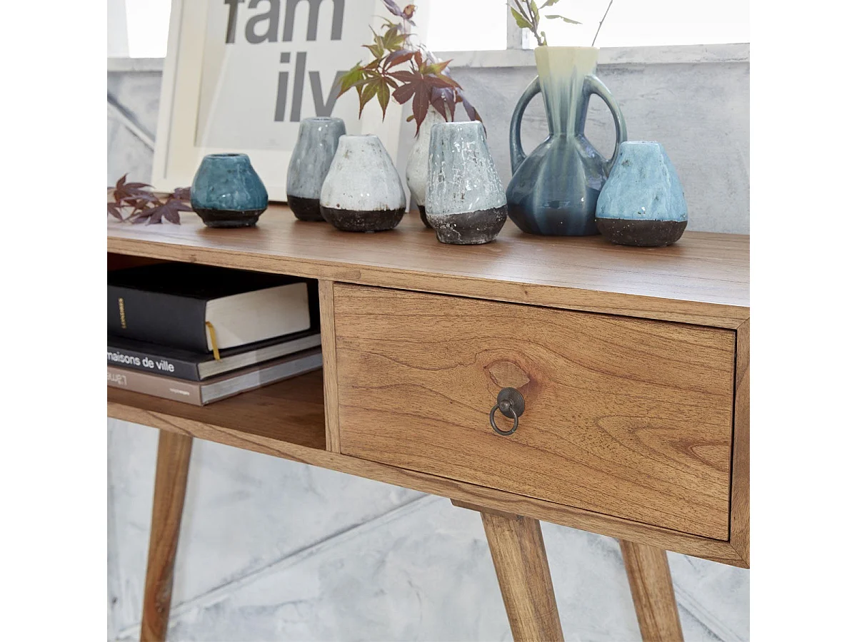 Consola de madera de mindi maciza