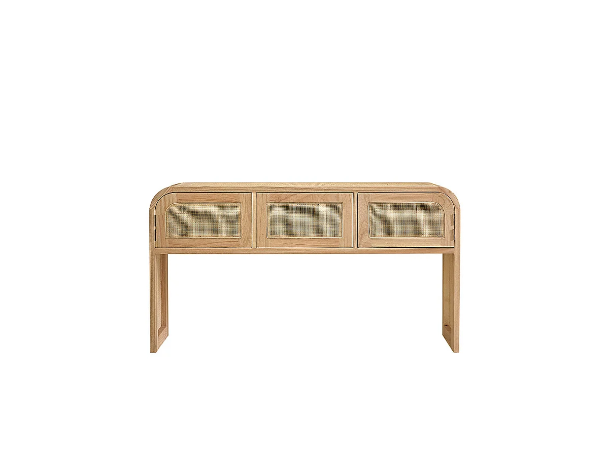 Console en bois massif et cannage 140 cm