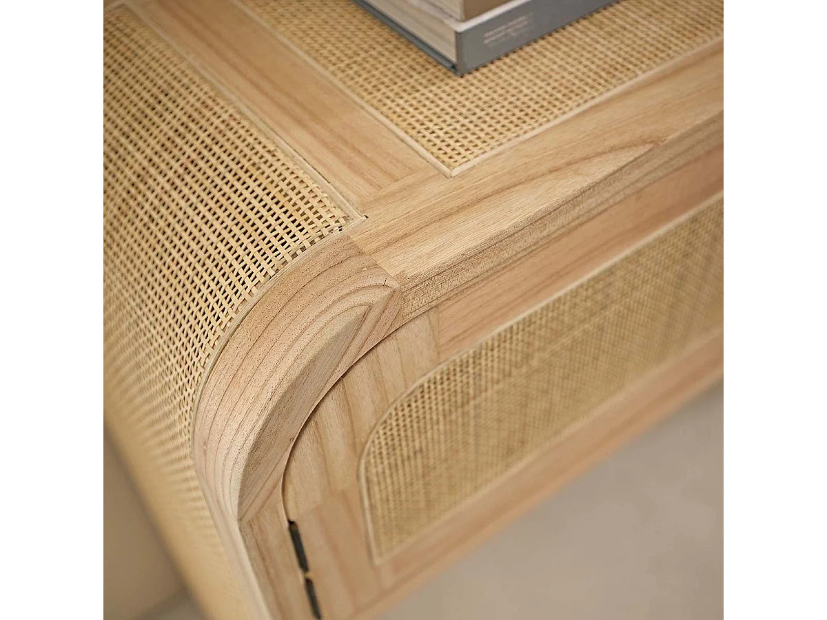 Console en bois massif et cannage 140 cm