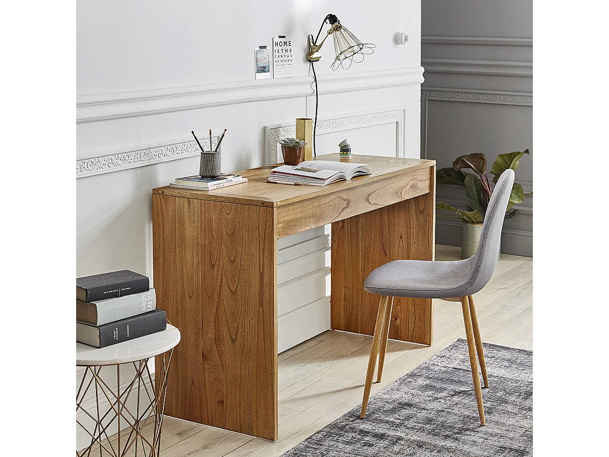 Console en bois massif 120 cm 1 tiroir