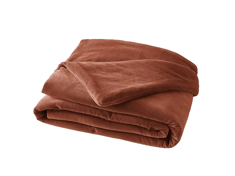 Bout de lit velours de coton 90x200 cm orange