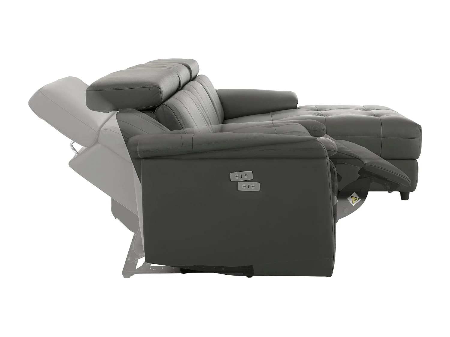 Tanaro | Chaise Lounge 3-zits rechts, elektrisch, grijs PU