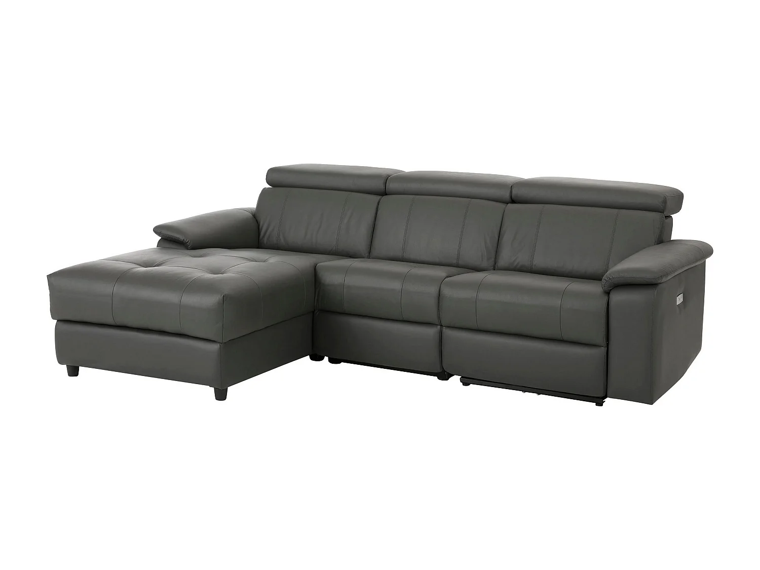 Tanaro | Chaise Lounge 3-zits rechts, elektrisch, grijs PU