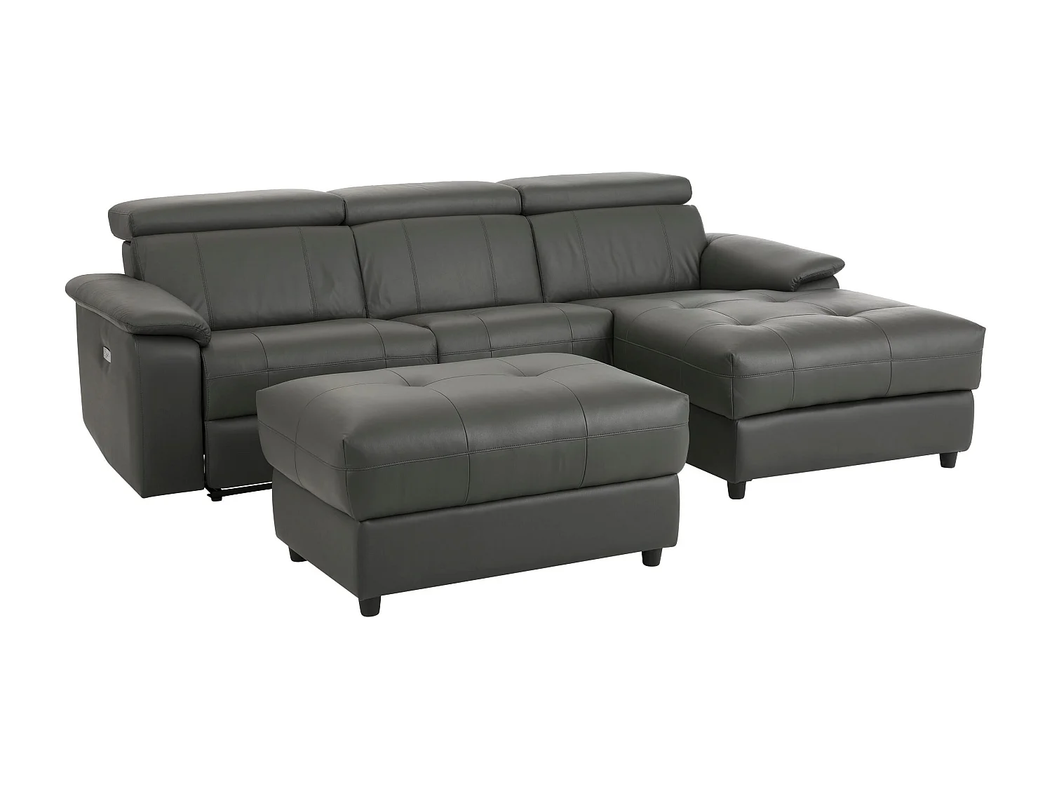 Tanaro | Chaise Lounge 3-zits rechts, elektrisch, grijs PU