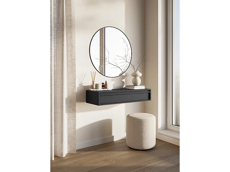 Consoletafel - 90 cm - met lade - hangend - zwart - EVO