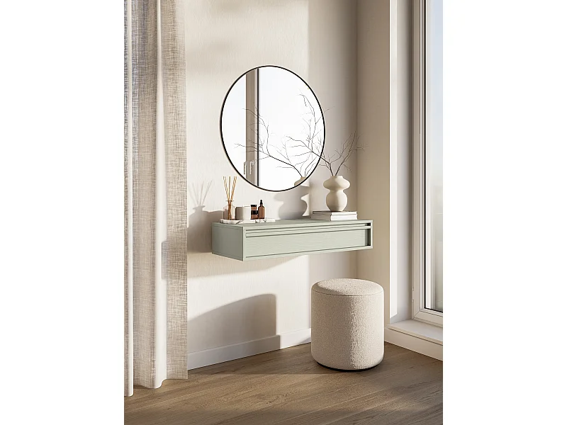 Consoletafel - 90 cm - met lade - hangend - saliegroen - EVO