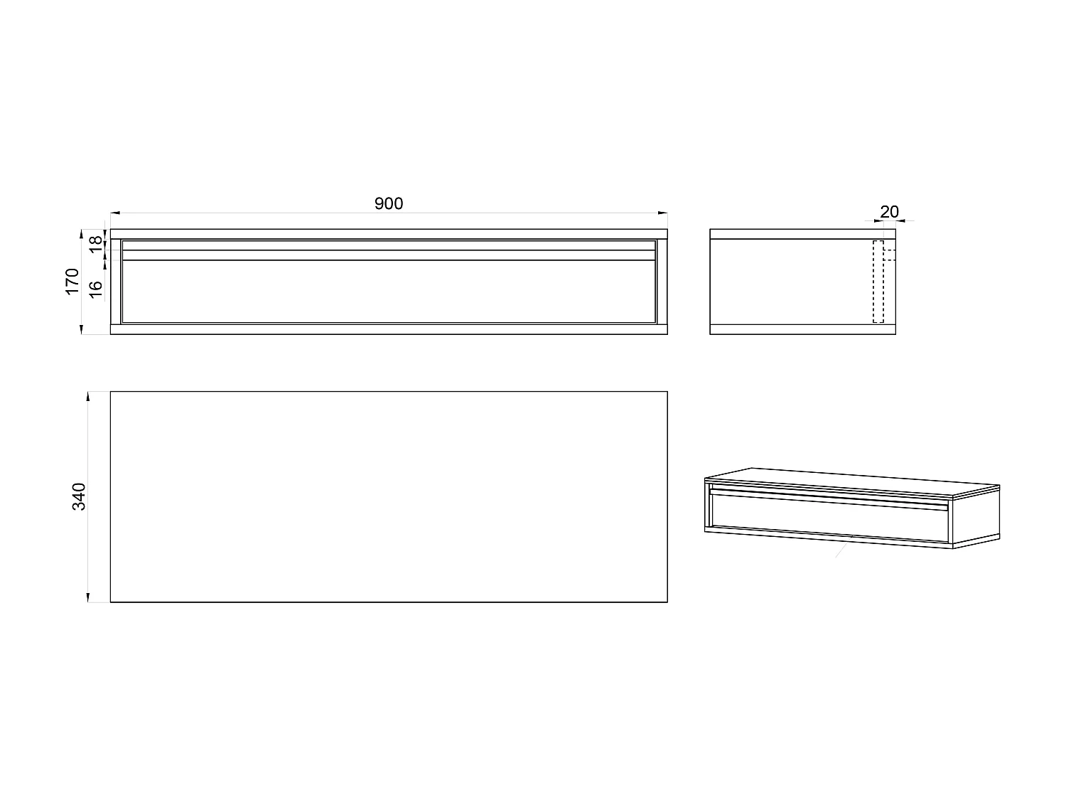 Tavolo console con cassetto - Greige - 90 cm - EVO