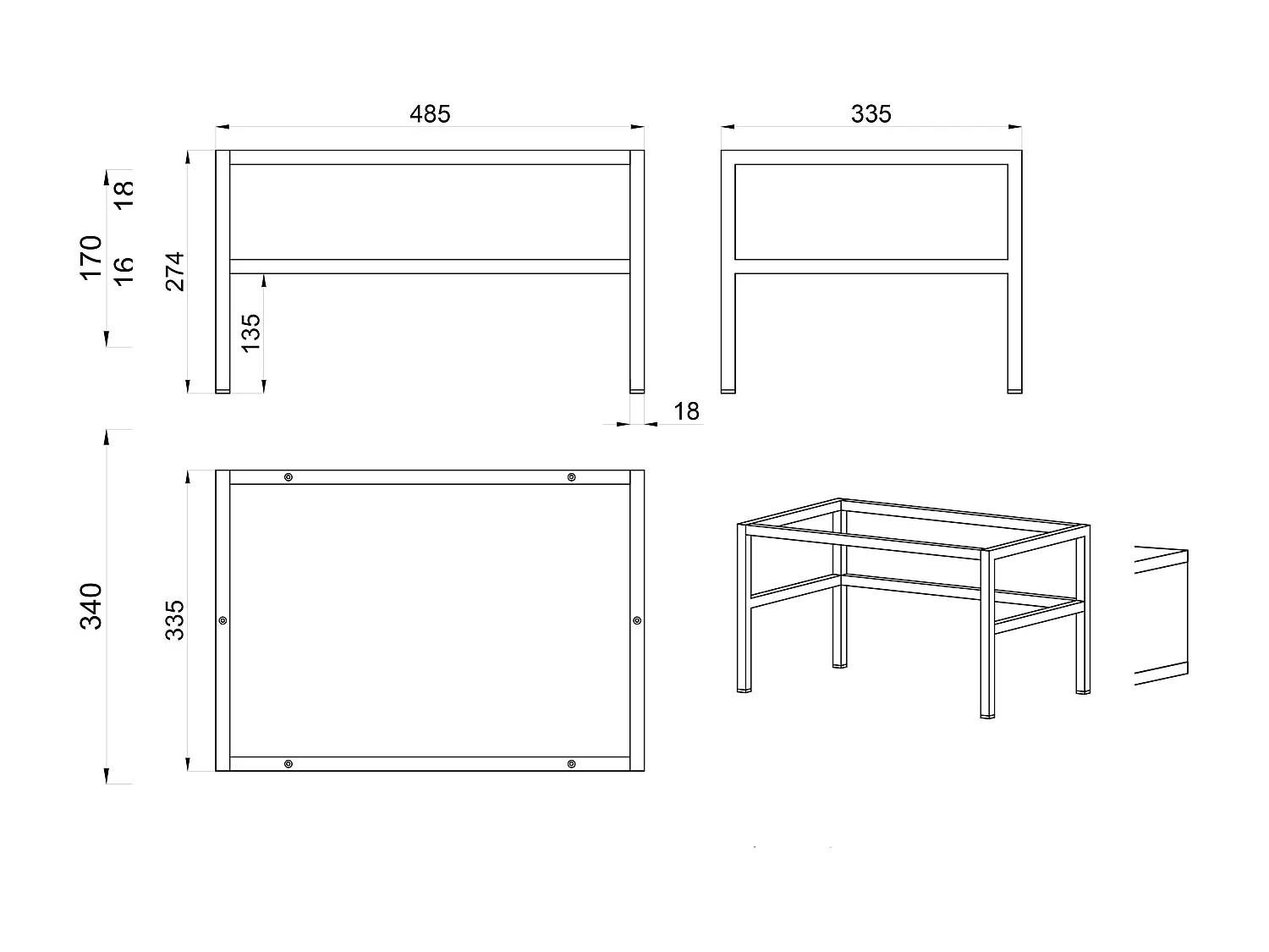Table de chevet - 50 cm - avec tiroir et cadre - grège - EVO