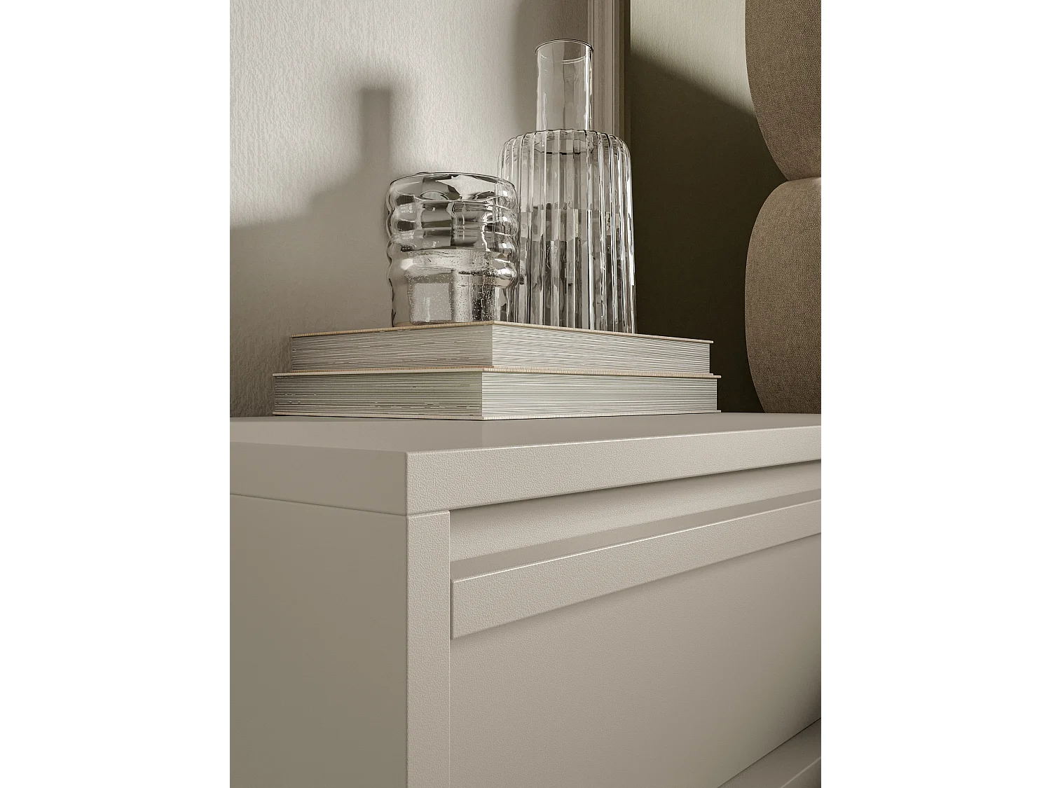 Table de chevet - 50 cm - avec tiroir et cadre - grège - EVO