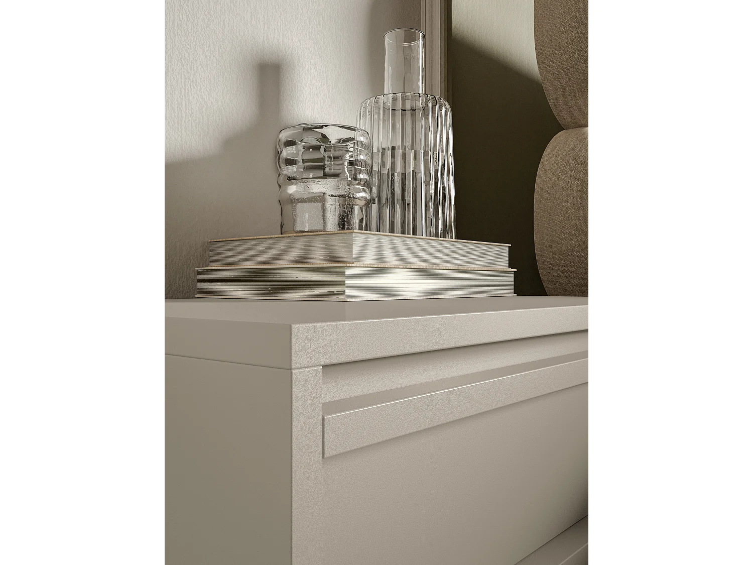 Comodino - 50 cm - con cassetto e telaio - grigio beige - EVO