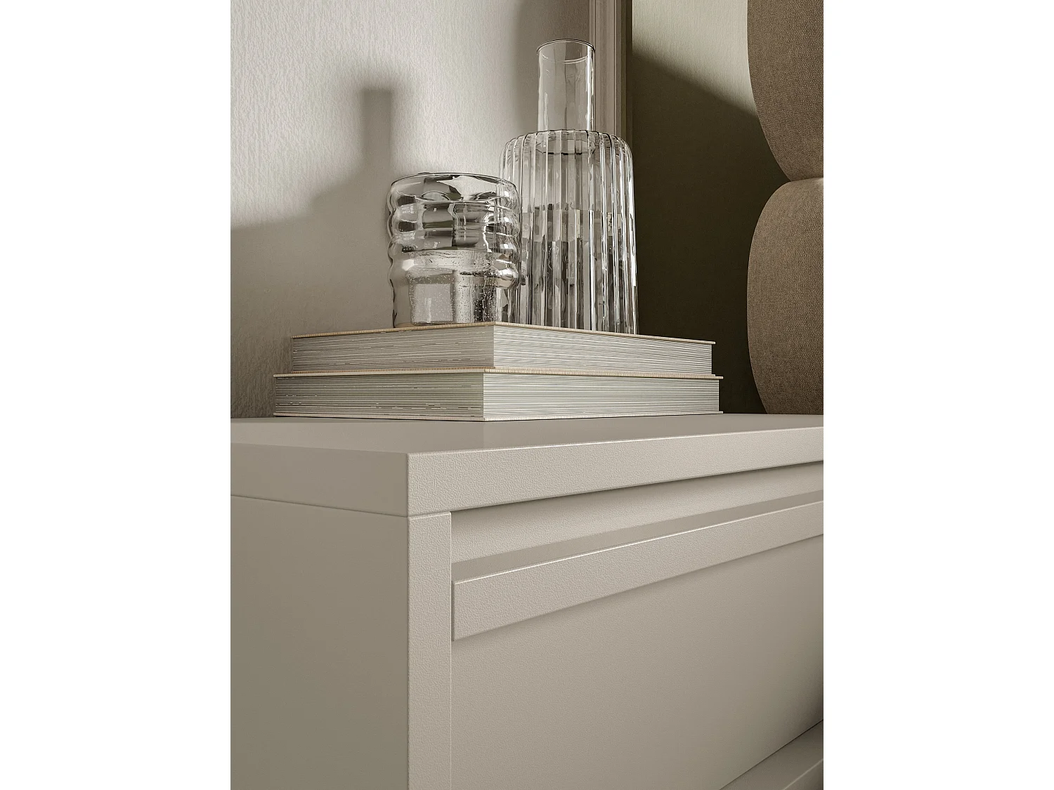 Table de chevet - 50 cm - avec tiroir et cadre - grège - EVO