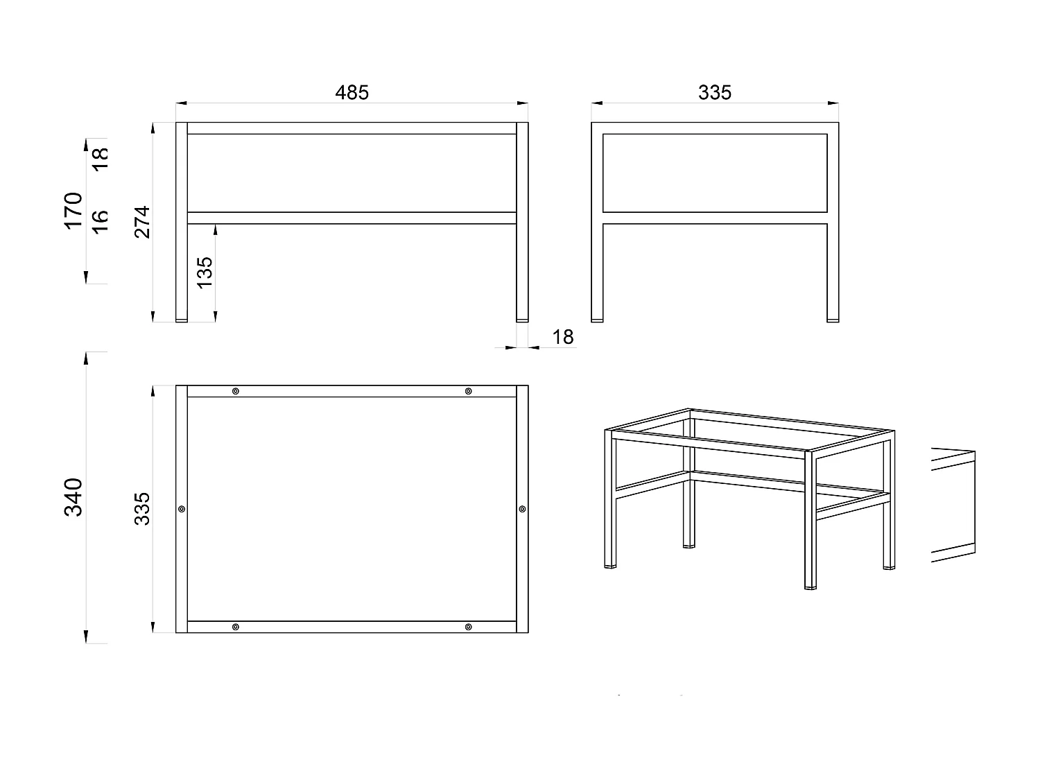 Table de chevet - 50 cm - avec tiroir et cadre - crème - EVO