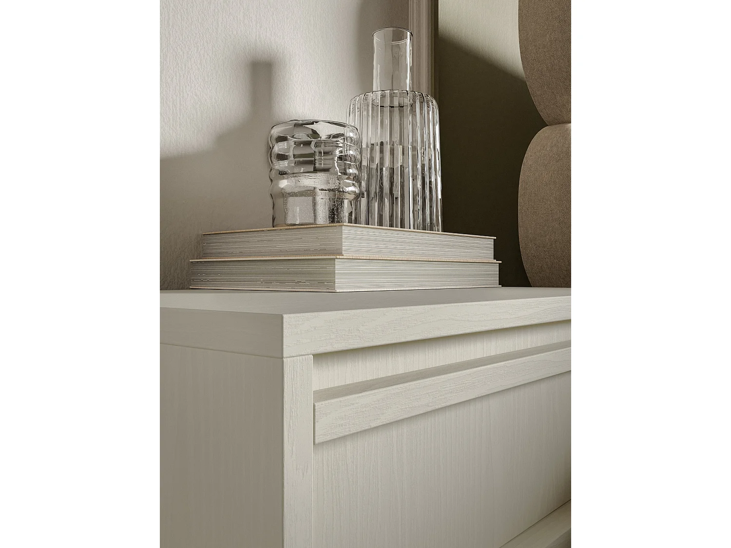 Table de chevet - 50 cm - avec tiroir et cadre - crème - EVO