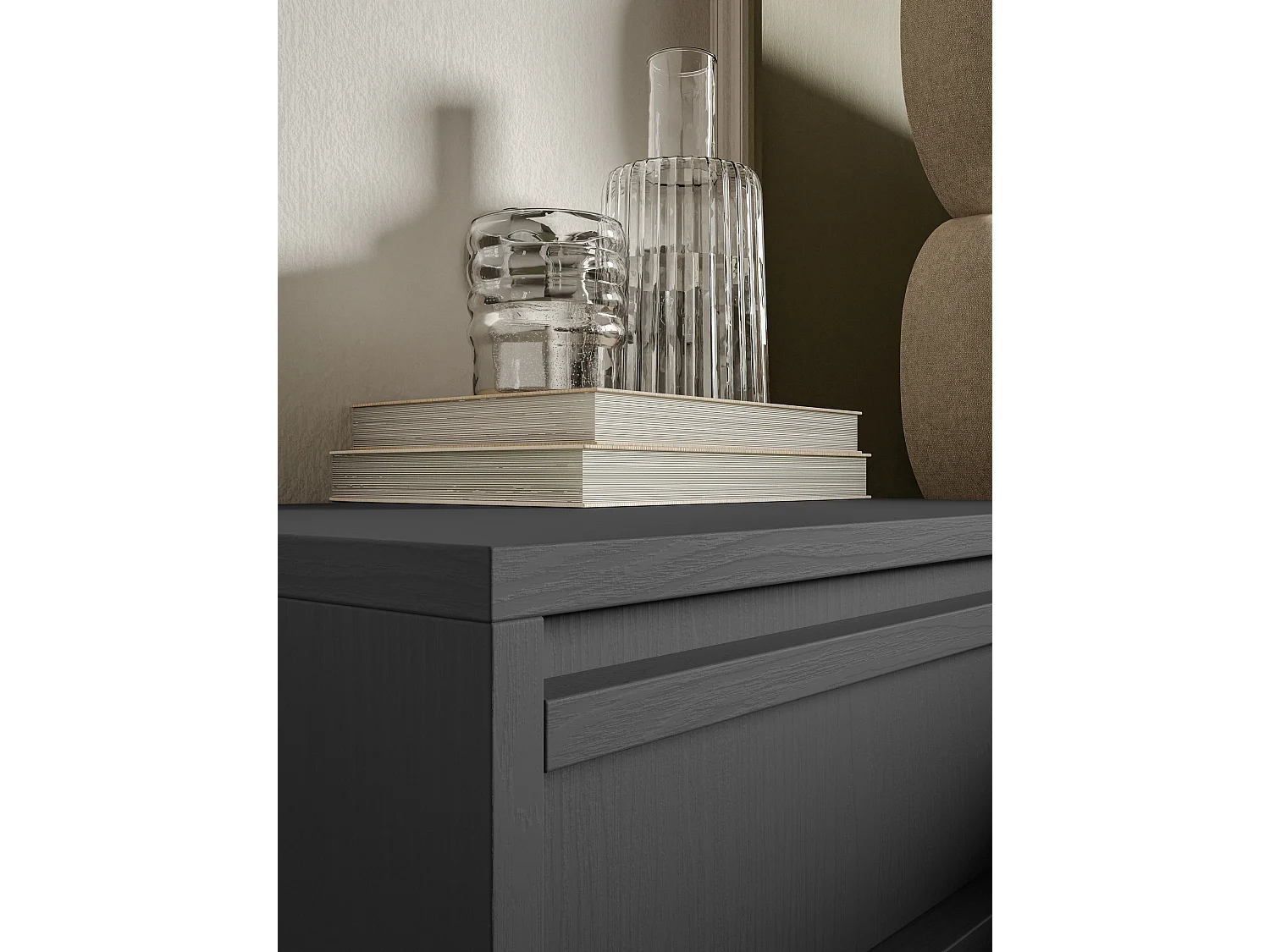 Table de chevet - 50 cm - avec tiroir - suspendu - noir - EVO